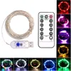 Tira de luces LED de 5M, 10M, USB, 8 funciones, cable plateado, control remoto, luces de hadas, luces LED de Navidad, decoración de fiesta de boda y vacaciones