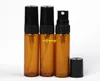 200pcs/lot 5ML Amber Glass Spray bottle 5ml brown Emtpy Refillable Perfume bottles with Plastic cap 14x76mm