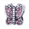Ganze 50PCS Mode Legierung Metall Strass Schmetterling Perlen fit Europäischen Charme armband DIY Schmuck Für Frauen Niedrigen RHB77259k