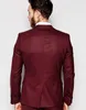 Modny przycisk Dark Red Groom Tuxedos Szal Kapel Groomsmen Best Man Blazer Mens Garnitury Ślubne (Kurtka + Spodnie + Kamizelka + Krawat) H: 719