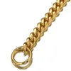 Fashion 12mm Dog Chain Collar Gold Tone 316L Stainless Steel Curb Miami Link Customize Pets Gift Wholesale Jewelry