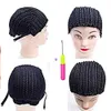 1 pçs cornrow peruca boné para fazer perucas ajustável cor preta crochê trançado tecelagem boné rendas elasti hairnet estilo de cabelo tool9009326
