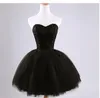 Zwarte Mini Korte Tule Feestjurken Mooie Strapless Kralen Lace-Up Korte Homecoming Jurk Sweet 16 Jurken236M