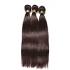 Dark Brown Virgin Indian Human Hair Wefts With Ear to Ear Frontal 3Bundles 4 Chocolate Brown Straight Weaves With 13x4 Lace Front5968803