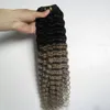 Ombre серая плетение волос 10 "-26" T1B / серая плетение волос 100 г / шт. Глубокие вьющиеся пучки человеческих волос Двойные уток пучки Remy Weave