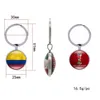 World Cup Double-sided Football Keychains Country Flags Glass Cabochon Soccer Fans Souvenir Car Keyholder Bag Accessories Key Chain