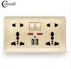 Coswall prise de courant murale Double universelle 5 trous prise commutée 2.1A Double Port de chargeur USB indicateur LED 146mm * 86mm or 110-250V