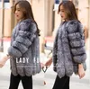 Binyuxd Hot Sale Ny Design Höst Vinterrock Varm Ny Silver Fox Fur Coat OuterWear Womens Fashion Fur Plus Storlek S-4XL