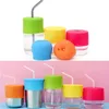 BPA Free Grade Soft Silicone Straw Sippy Lids for Baby Cup Milk Mug Silicone Cup Cover with Leak Proof Straw Hole