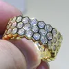Anéis geométricos hexágonos 925 silvergold preenchimento de jóias de luxo líquido topázio branco cz diamante eternidade círculo anel de casamento para mulheres 5798460