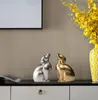 Criativo artesanal de cerâmica de ouro estátua do cão de prata decoração da sua casa sala de artesanato decoração ornamento porcelana pequeno bonito cão estatuetas