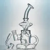 Klein Tornado Perkolator Glasbong Wasserpfeifen 8-Zoll-Recycler-Wasserpfeifen 14-mm-Innengewinde Öl-Dab-Rigs mit Quarz-Banger oder Schüssel HR024