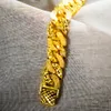Massives Damen-Herren-Armband, Gliederkette, 18 Karat Gelbgold gefüllt, modisches Handgelenk-Armband, Geschenk, 18 cm lang