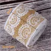 5cm 2m/roll Natural Jute Burlap Hessian Ribbon with Cotton Lace DIY Trim Fabric For Sewing Wedding Decoration Accessories