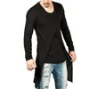 Novos homens europeus fino quimono cardigan manga longa solta assimétrica hem longa cardigan homens outerwear preto