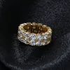 Mens Gold Silver Stones Ring Fashion Hip Hop Jewelry Simulation Diamond Iced Out Rings286g