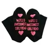 unisex humor words printed letters socks World's Awesomest Boyfriend Girlfriend couple cotton socks Valentine's Day Gift