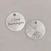 Fashion Alloy Round I Love Unicorns I Love Flamingos Message Pendant Charms For Kids 50pcs 21mm AAC18903710136