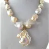 Free shippingJewelr 003028 Natural Light Pink Lavender Unusual Keshi Keishi Baroque Pearl Necklace&Pendant