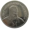 UNC 1949 Zwitserland (Confederatie) Zilver 5 Francs (5 Franken) Vernikkeld Messing Copy Coin diameter: 31.45mm