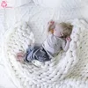 Partihandel-Ins Chunky Kints Wool Blanket på sängen Soffa i sovrummet Kasta Bacryl Fibrer Chunky Crochet Blanket Brawing Room