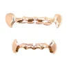 Men's Women Fashion Teeth Grillz Top and Bottom Set Hip-hop Fangs Gold False Teeth Gold Silver Black Rose-Gold Personality Vampire Grillzs