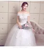 OPZC 2018 Abito da sposa affascinante di lusso reale con motivo floreale squisito Scollo a barchetta sexy abiti larghi da festa elegante