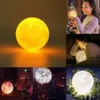 NEW Rechargeable 3D Printing Moon Lamp Light 2 Color Change Touch Switch Bedroom Bookcase Portable Light Home Decor Creative