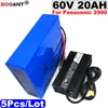 5pcs/lot E-bike battery 60v 20Ah For Panasonic 18650 cell with 5A charger 60V electric bike lithium ion battery pack 2000W