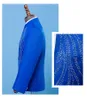 Mannelijke Slanke Pakken Volwassen Kostuums Blauwe Heldere Kristallen Blazers Broeken Suit Prom Singer Chorus Master voor Bruiloft Stage Outfit Gast Costume