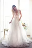 Designer Sexy New Bohemian Murffon Lace Robes Sweep Train Backless a Line Deep V Neck Wedding Bridal Bridal Quality Quality