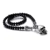 Punk rock aço inoxidável caveira colares de corrente de camisola pingentes Hiphop Black Glass Bead Non-Mainstream Skeleton Colar Jóias para homens