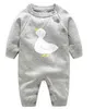 Baby Kleidung Kleinkind Cartoon Ente Strampler Neugeborenen Winter Gestrickte Onesies Kinder Baumwolle Tasten Overalls Ins Bodys Mode Overalls B3538