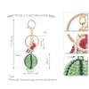 Anneaux de clés Fashion Creative Green Melon Boule Pendentif Pendentif Bague Porte-clés en métal Porte-clés pour femmes Sac Keyfobs K340