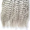Silvery grey virgin hair Malaysian Water Wave curly Remy Hair Extensions Pre Bonded Nano Loop Ring Hair 300g 300pcs Nano Rings Beads