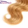 Wefts Mink Brazilian Malaysian Virgin Blonde Ombre Bundles 1B 27ボディウェーブヘア織り暗い根ハニーブロンドの人間の髪のエクステンション3pc