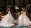 Çiçek Kız Elbiseler İlk Communion Elbiseler Düğünler Için Dantel Up Geri Aplike Balo Büyük Prenses Çocuk Gelinlikler