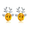 Fashion High Quality Deer Zircon Crystal Earrings Stud Valentine's 925 Silver Diamond jewelry Christmas Day Holiday Gifts HJ229