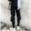 Homens Multi-bolso Elástica Cintura Design Harem Pant Rua Punk Hip Hop Calças Casuais Calças Masculino Dançando Pant