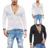 2018 New Design Loose Deep V Neck Men T Shirt Casual Mężczyźni Moda T-shirt Slim Fit Skinny Tshirt Mężczyzna Stylowa Streetwear Topy Tee1