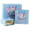 3 Size blue Bouquet gift bag Paper bag/ medium size/beige wedding gift bag with handle Festival gift bags LZ1181