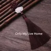 Natural Jade Lotus Hand Fan Tassel Charm Chinese knot Accessories Folding Fan Decoration Pendant DIY Bag Car Hanging