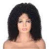 Peruaanse kinky krullend menselijk haarpruik voor zwarte vrouwen 14 inch remy haar 13x4 kanten voorpruiken 130%