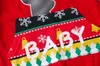 Jul nyfödda baby flickor pojkar ren geometriska pyjamas kläder långärmad röd grön bodysuit romer xmas söt baby kläder 0-24m