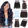 Malaysiska våta och försiktiga hårväv 6 buntar Brasilianska Virgin Hair Body Wave Straight Peruvian Deep Water Kinky Curly Human Hair Extensions