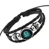 Constellation Zodiac Barcelet Weave Mehrschichtige Wickelarmbänder Armband Manschettenknöpfe für Damen Herren Glas Cabochon Schmuck