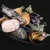 10pcs 25-30mm 자유형 자연 텀블러 스톤 펜던트 와이어 래핑 된 Unakite Labradorite Amethyst 펜던트 매력 Boho Chic Gypsy Hippie Jewelry