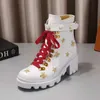 2021 Moda British Women Boots Round Toe Martin Buckle Pasek Chunky Palec ANkle 40