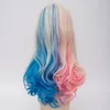 Perruques Suicide Squad Harley Quinn perruque bouclée Blonde rose bleu cheveux mixtes Cosplay perruques100% tout neuf de haute qualité photo de mode pleine la