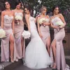 Mermaid Side Split Bridesmaid Dresses Appliqued Sweetheart Sleeveless Zipper Back Wedding Guest Dress Sexy Satin Long Prom Dress Party Gowns